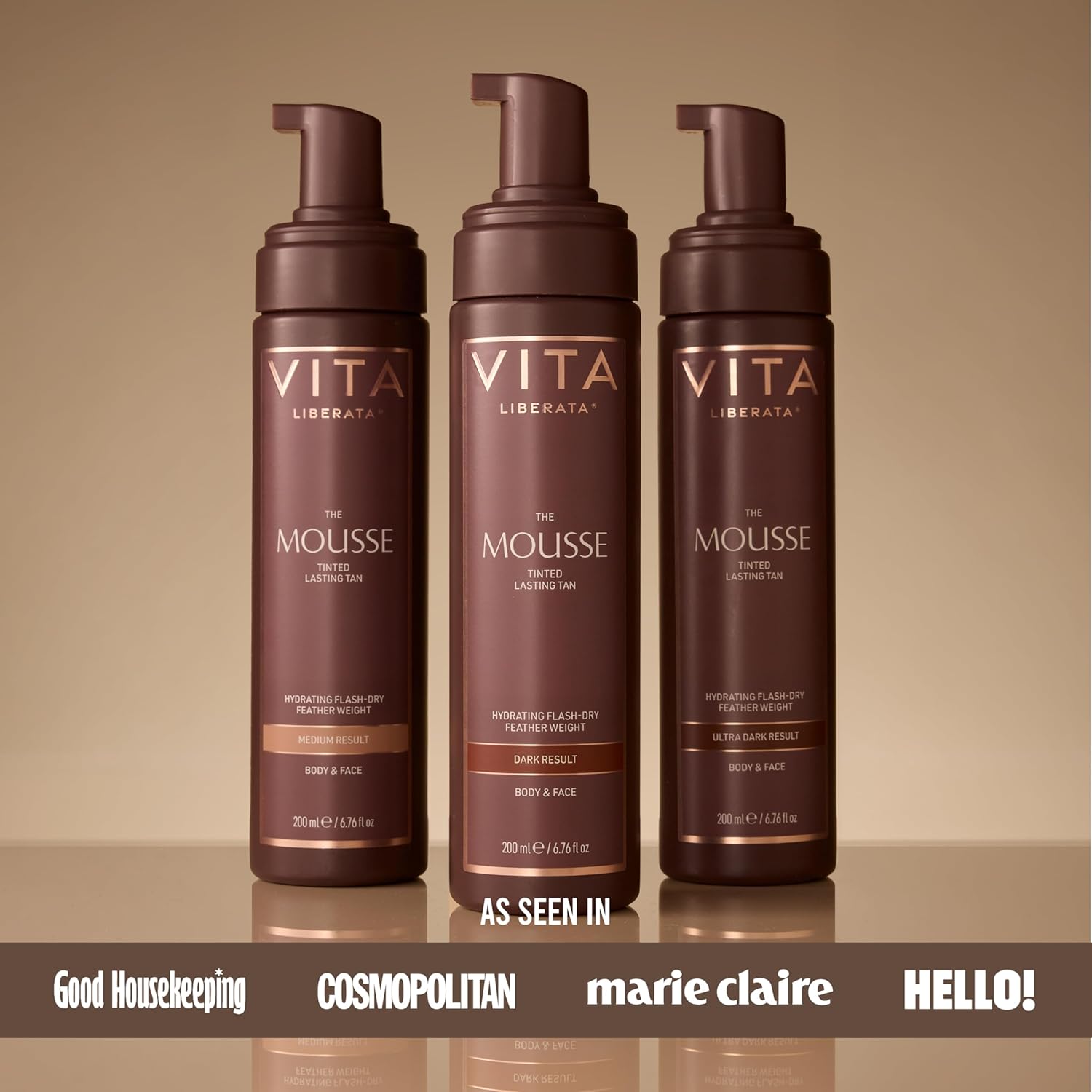 VITA LIBERATA Tinted Self Tanner Mousse - Medium, Lightweight & Fast Drying Formula, Tinted For Easy Application, Lasting Tan, Formulated with Organic Aloe Vera & Hyaluronic Acid, 6.76 fl oz