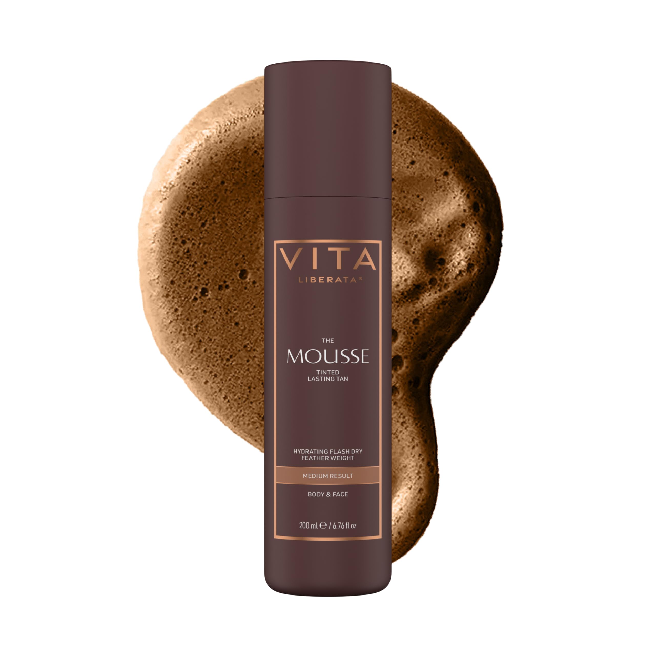 VITA LIBERATA Tinted Self Tanner Mousse - Medium, Lightweight & Fast Drying Formula, Tinted For Easy Application, Lasting Tan, Formulated with Organic Aloe Vera & Hyaluronic Acid, 6.76 fl oz
