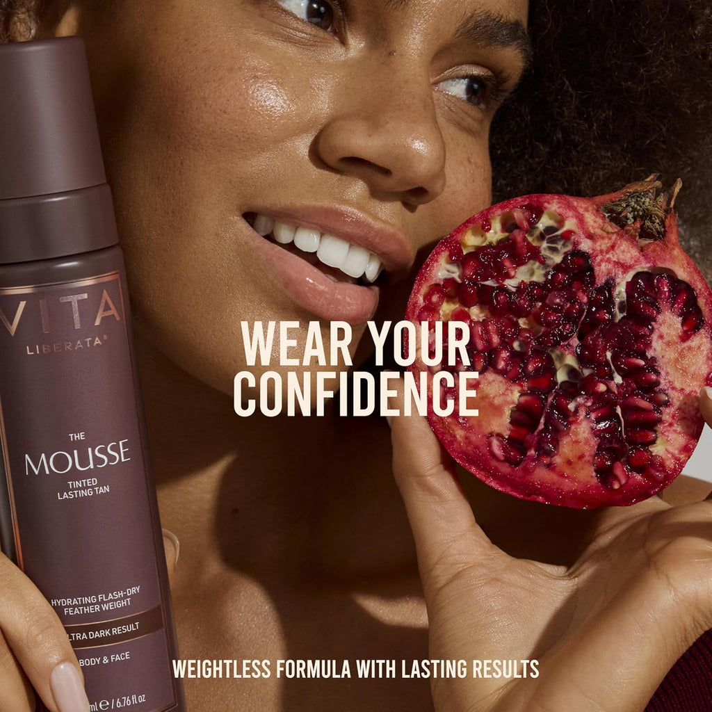 VITA LIBERATA Tinted Self Tanner Mousse - Medium, Lightweight & Fast Drying Formula, Tinted For Easy Application, Lasting Tan, Formulated with Organic Aloe Vera & Hyaluronic Acid, 6.76 fl oz